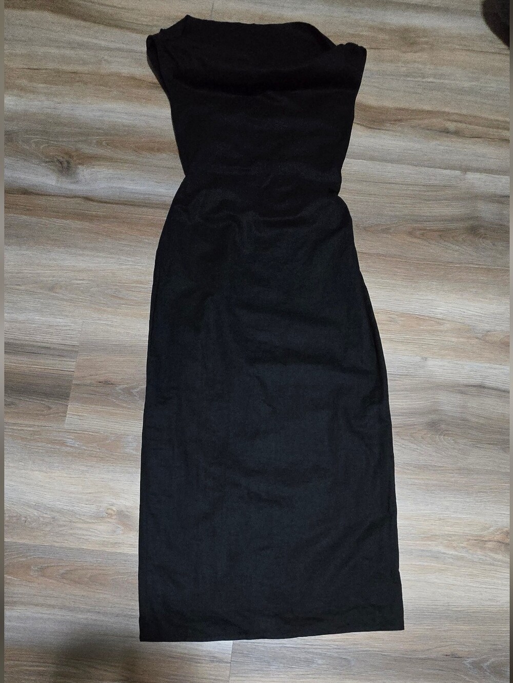 NWT Commense Linen Cowl Neckline Elegant Black Sleeveless Sheath Dress - Size M - Picture 2 of 15